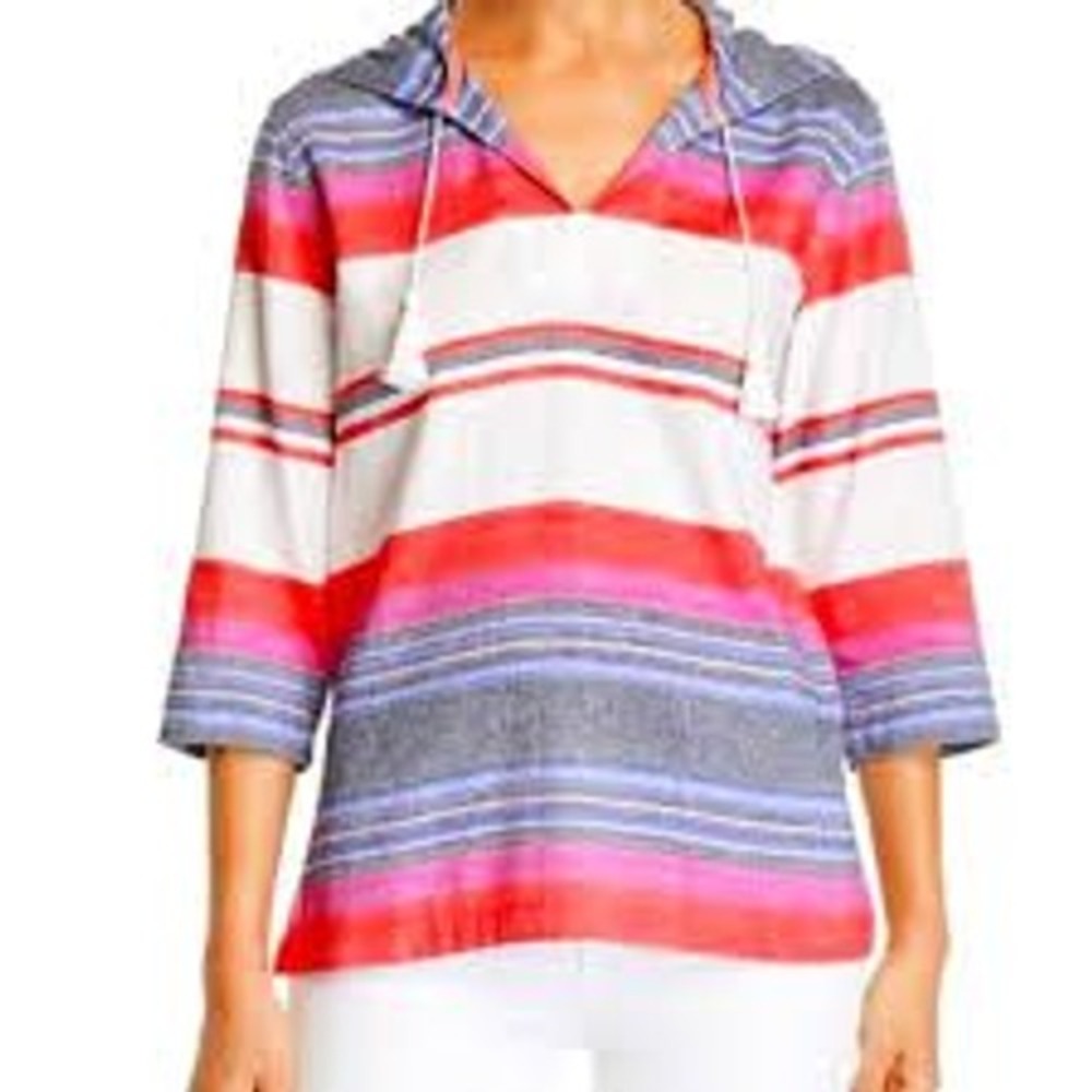 NWT Tommy Bahama Sunset Stripe Lightweight Cotton Hoodie SZ XS